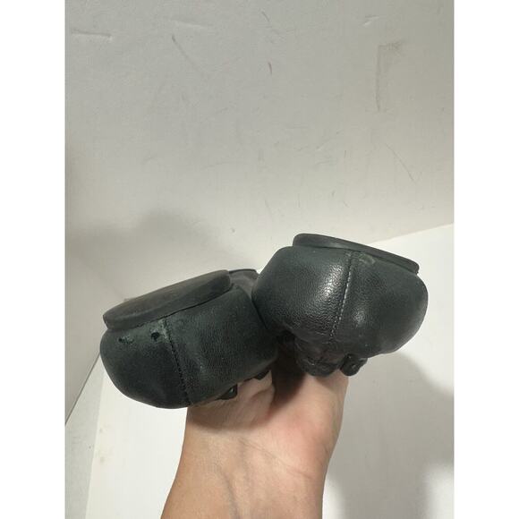 TORY BURCH Reva Ballet Flats Black Gold Medallion Logo Sz 7.5 See Pictures - Picture 3 of 7